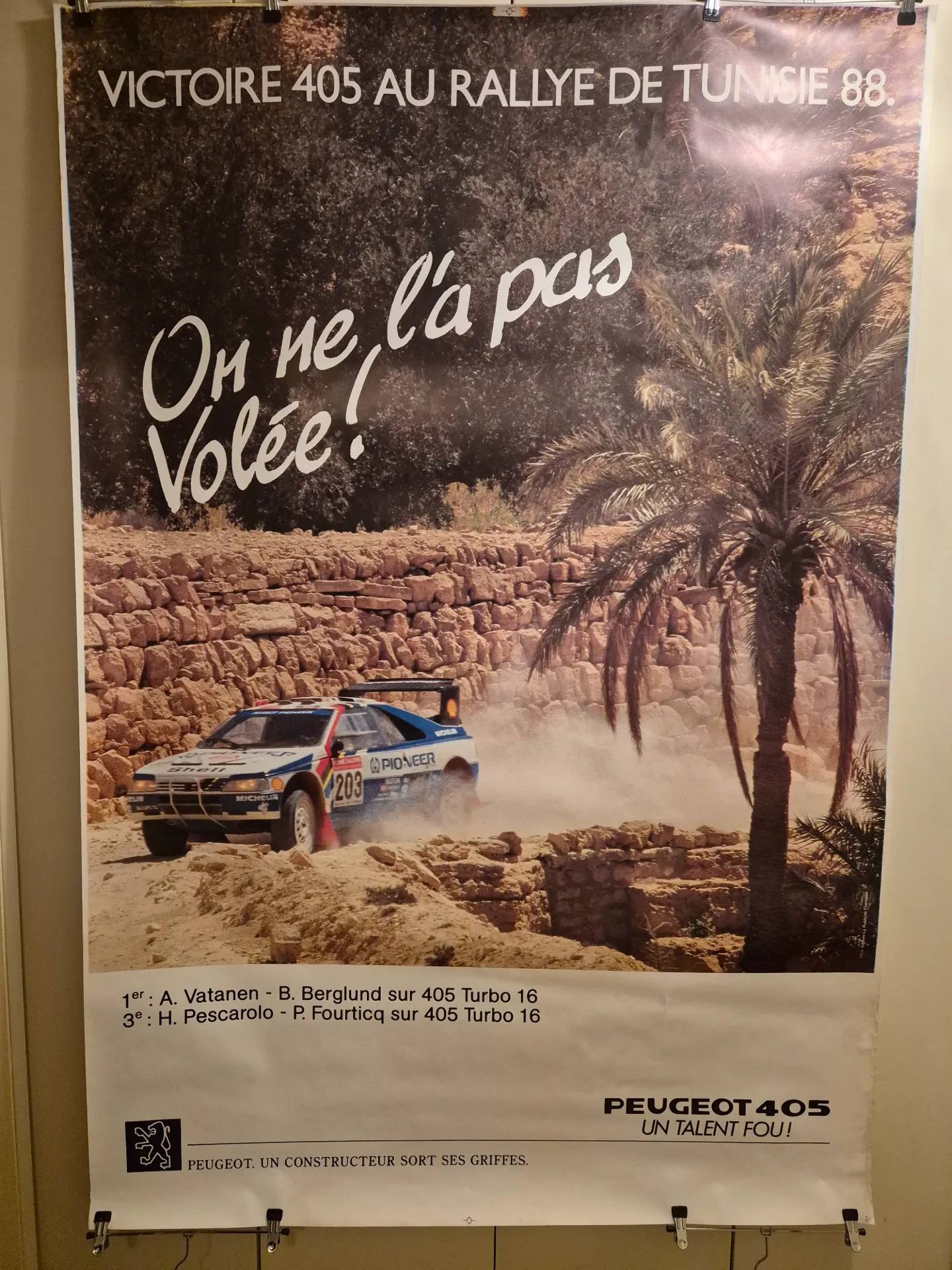Affiche Peugeot 405 T16 Tunisie 1988 | ED Collections
